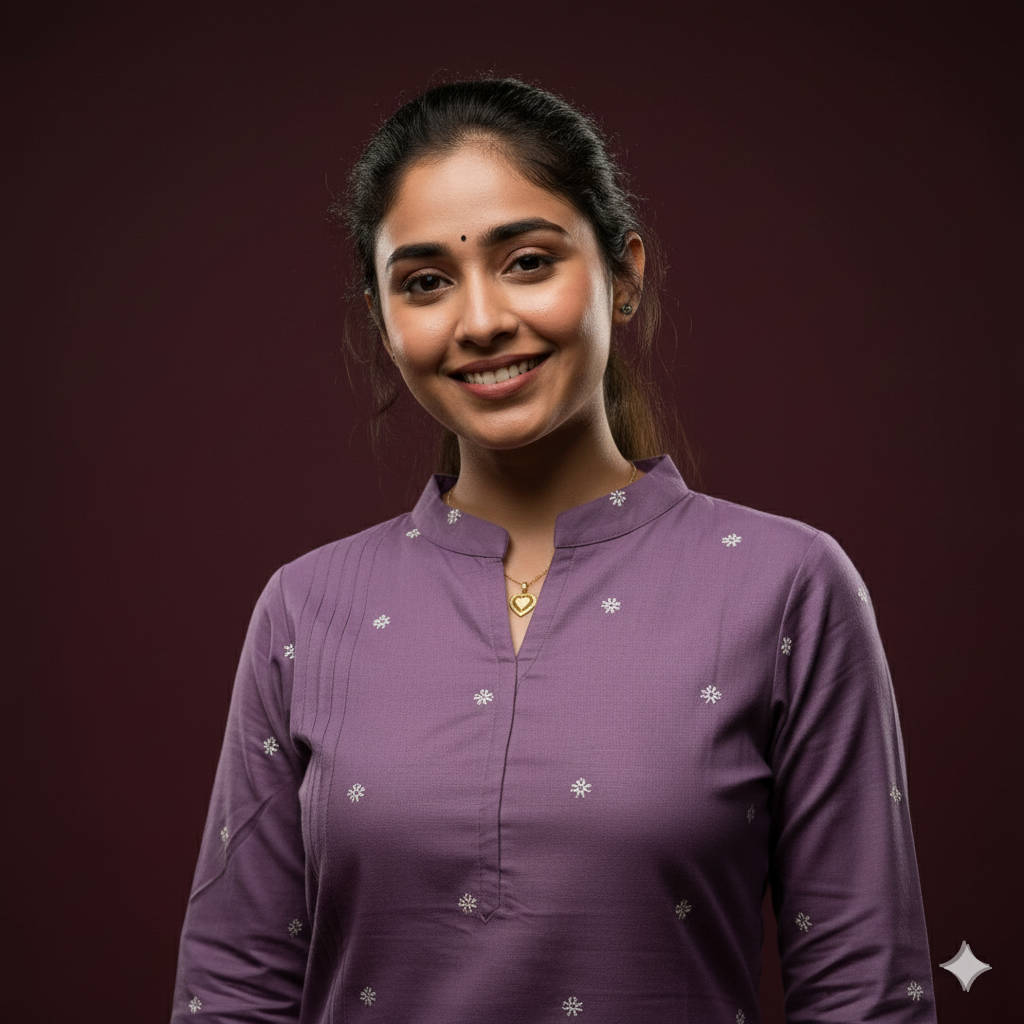 Chic Lavender Cotton Kurti Set with White Floral