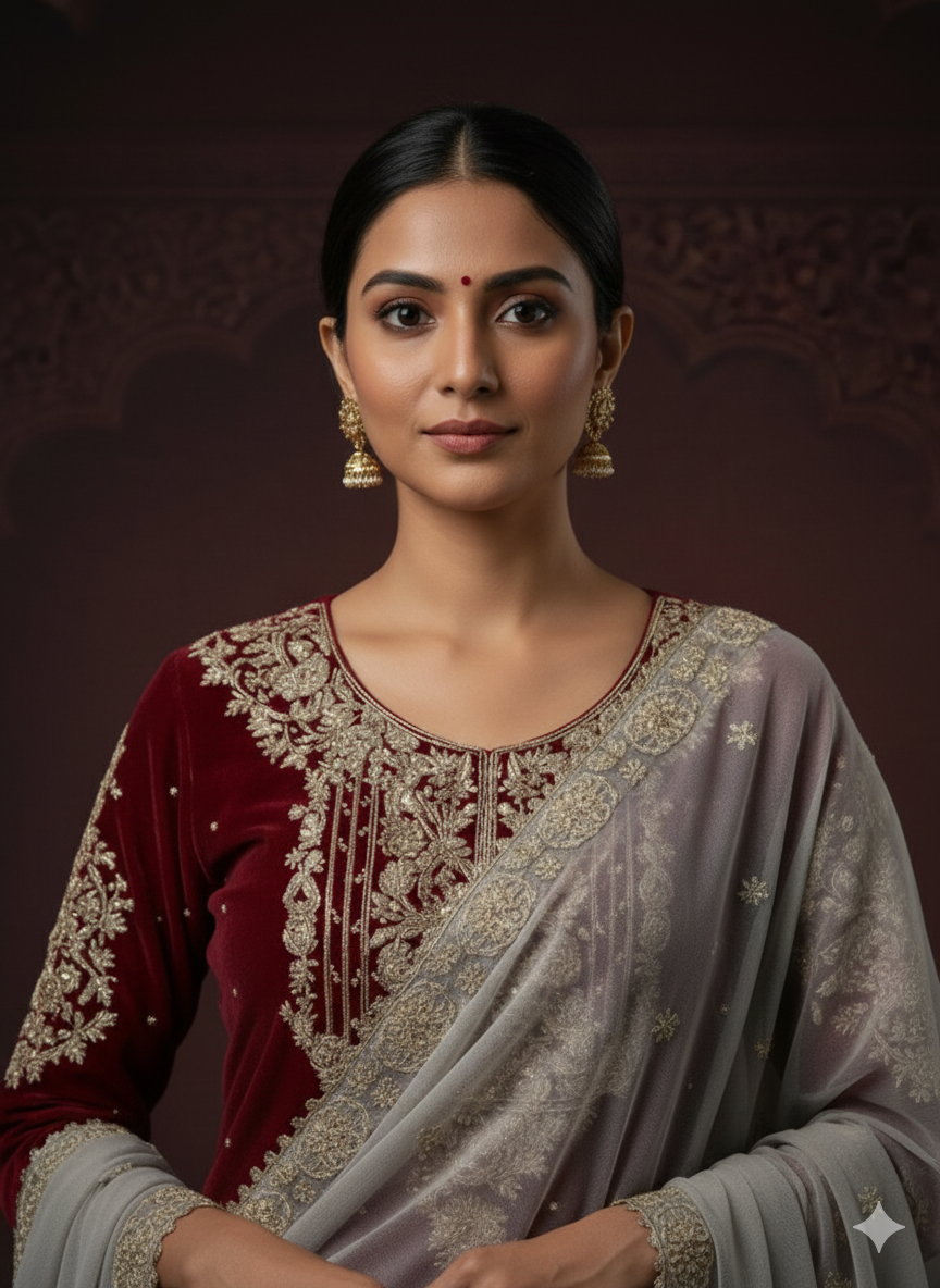 Heavy Chinon Silk Top-Bottom And Dupatta Set Fully Stitched Ready To Wear